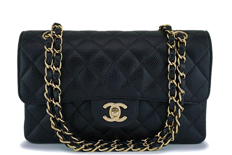 Chanel Black Caviar Small Classic Double Flap Bag 24k GHW - Boutique Patina