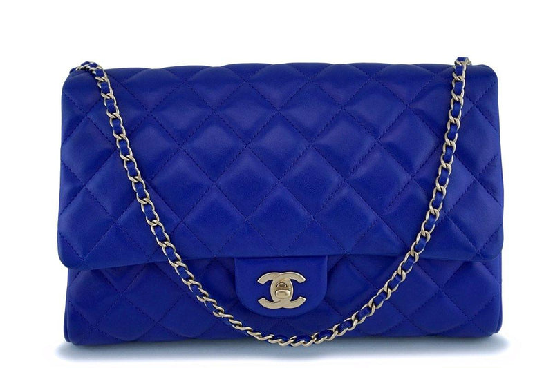 Chanel Electric Blue Roi Quilted Classic Clutch with Chain Flap