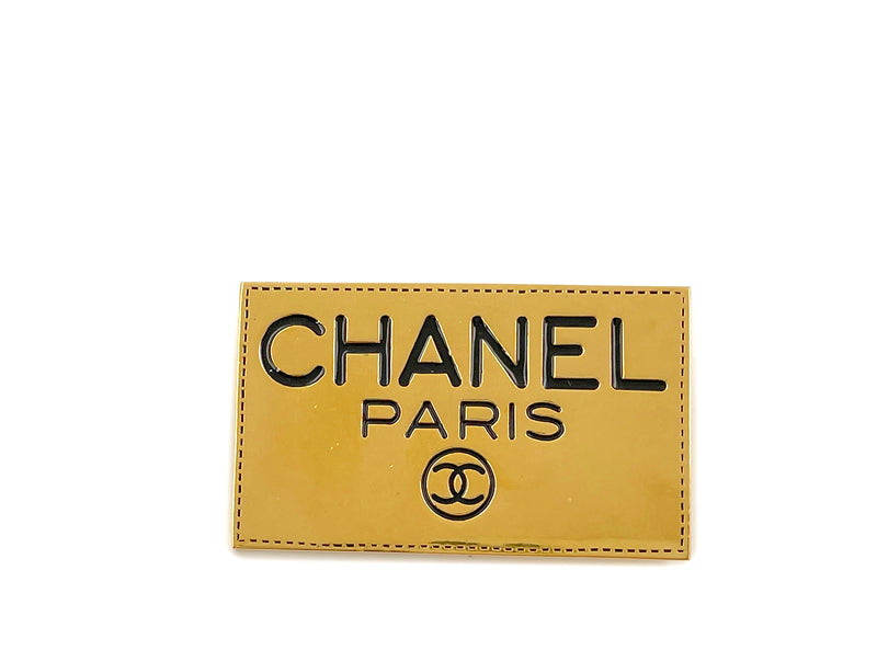 Chanel Vintage 1980s Name Plate Brooch Gold Plated - Boutique Patina