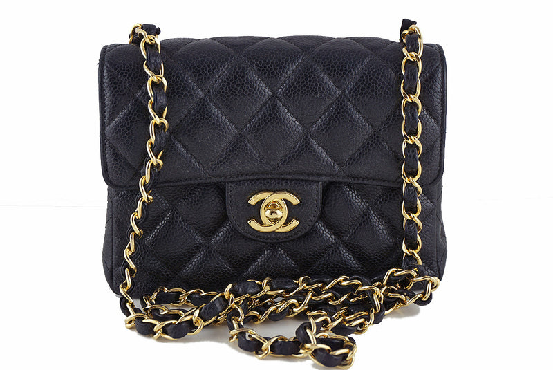 Chanel Caviar Mini Flap, Black Classic 2.55 Bag - Boutique Patina