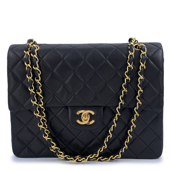 Chanel Vintage Black Tall Medium Classic Flap Bag Messenger 24k