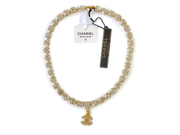 Like New Rare Condition Chanel 95A Vintage "Barbie" Crystal Rhinestone Choker Necklace - Boutique Patina