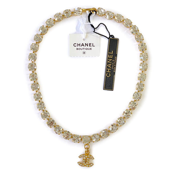 Like New Rare Condition Chanel 95A Vintage Barbie Crystal Rhinestone  Choker Necklace - Boutique Patina