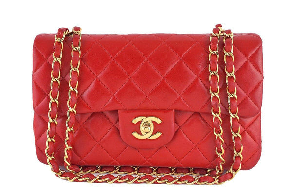 Chanel Red Lambskin Medium-Small Classic 2.55 Double Flap Bag - Boutique Patina