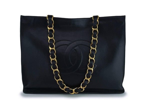Chanel Vintage Black Grand Chunky Chain GST Shopper Tote Bag - Boutique Patina