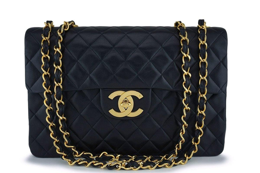 Chanel Black Vintage Lambskin Maxi Jumbo XL Classic Flap Bag