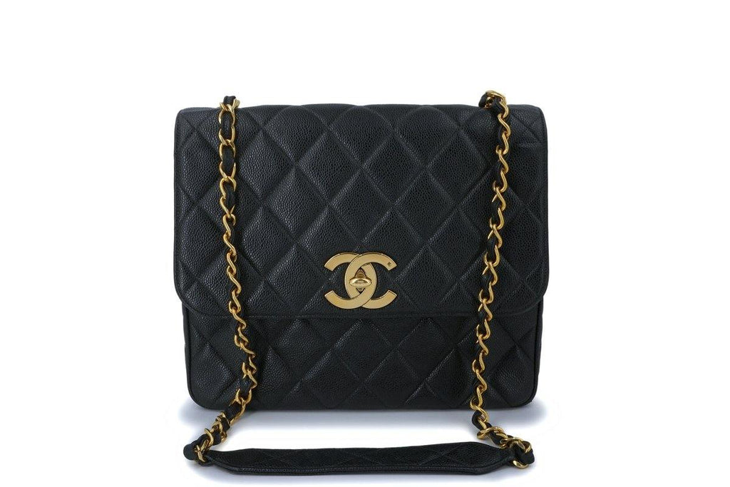 Chanel 1990 Vintage Black Timeless Full Flap Bag 24k GHW