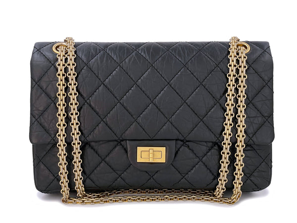 Chanel Black Medium Reissue 226 2.55 Double Flap Bag GHW Aged Calfskin