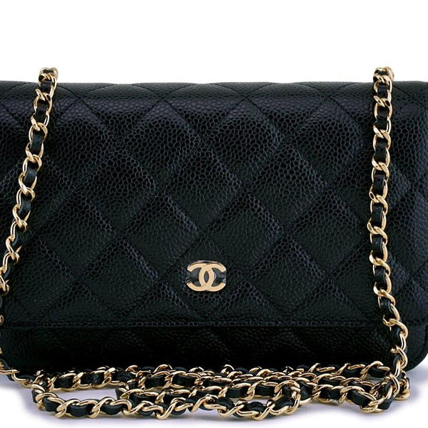NWT Chanel Black Caviar Classic Quilted WOC Wallet on Chain Flap Bag GHW - Boutique  Patina