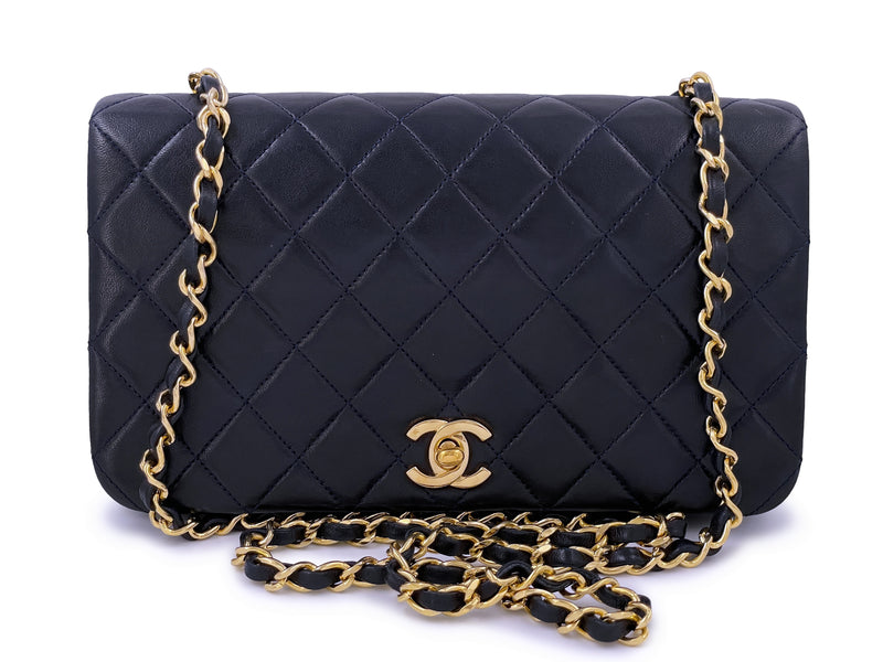 Chanel Vintage Midnight Black Timeless Classic Full Flap Bag 24k