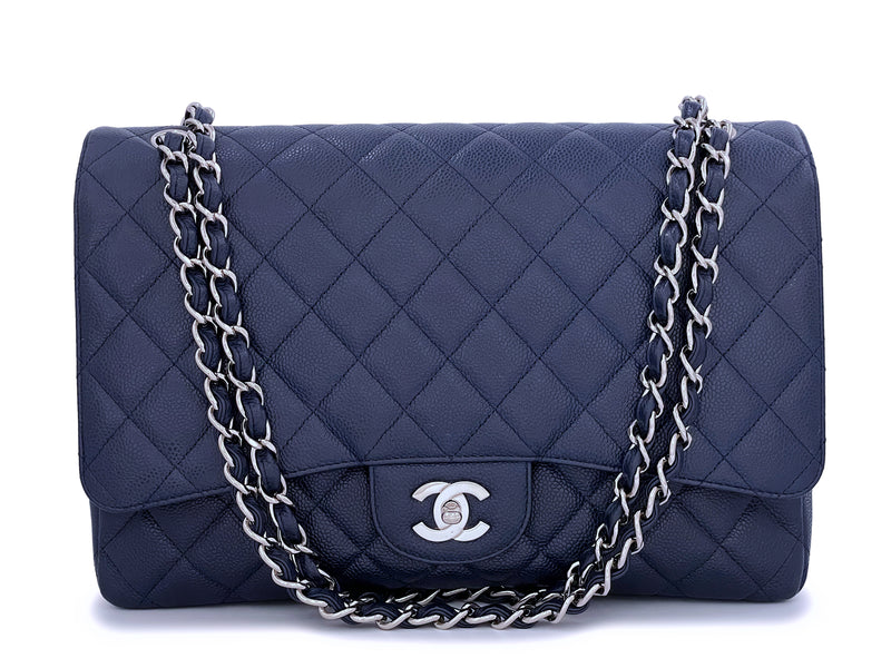 Chanel Navy Blue Caviar Maxi Classic Single Flap Bag SHW – Boutique Patina