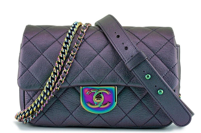 16C Chanel Purple Iridescent Purple Double Carry Classic Flap Bag - Boutique Patina