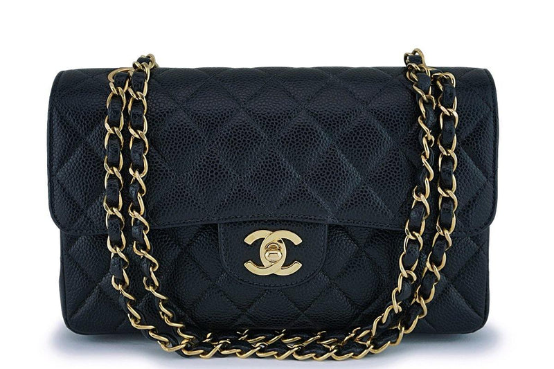 Chanel Black Caviar Small Classic Double Flap Bag 24k GHW