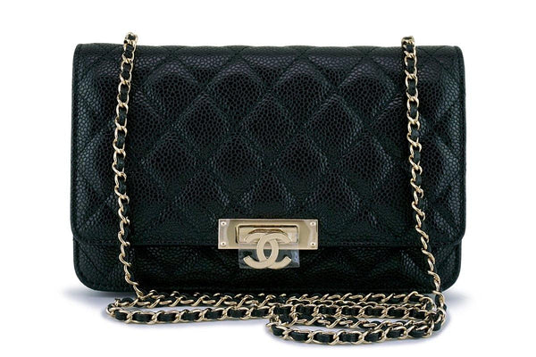 New 18S Chanel Black Rare Caviar Golden Class Classic Wallet on Chain WOC Flap Bag - Boutique Patina