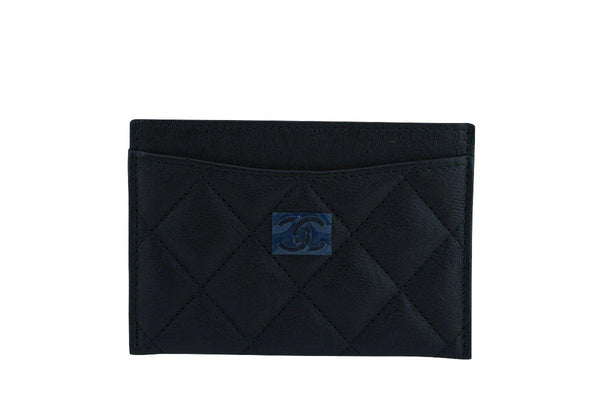 New 17S Chanel So Black Slim Card Holder Case Wallet - Boutique Patina