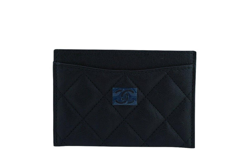 New 17S Chanel So Black Slim Card Holder Case Wallet - Boutique Patina
