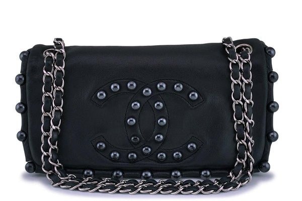 Chanel Pearl Obsession Black Jeweled Flap Bag SHW - Boutique Patina