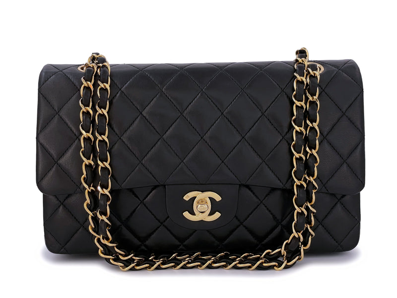 Chanel 2003 Vintage Black Lambskin Medium Classic Double Flap Bag 24k GHW