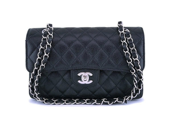 NIB Chanel Black Caviar Small Classic Double Flap Bag SHW - Boutique Patina