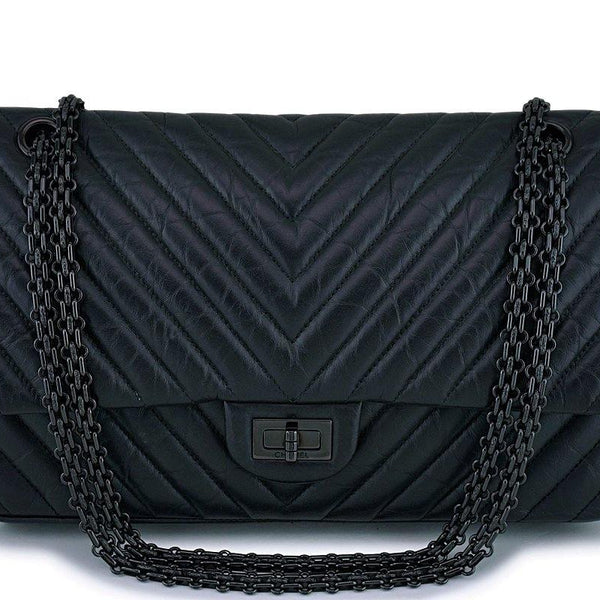 Chanel so black #chevron 2.55 #reissue flap bag with #mademoiselle lock in  vintage #distressed #lambskin, from the Chanel #Paris in…