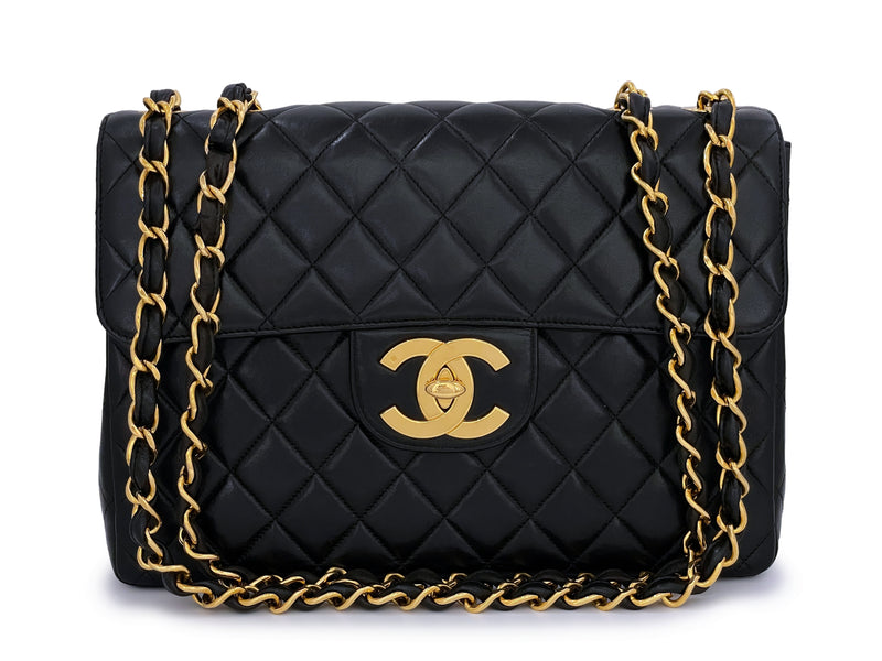 Chanel Vintage Black Jumbo Classic Flap Bag 24k GHW - Boutique Patina