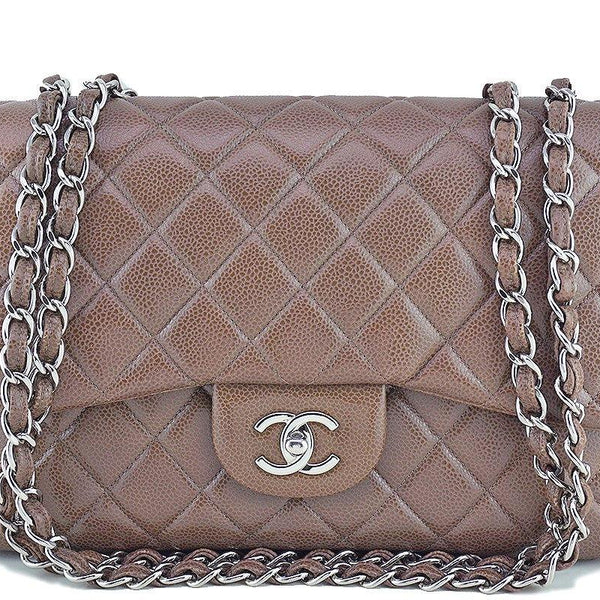 Chanel Taupe Beige Caviar Jumbo 2.55 Classic Flap Bag – Boutique Patina