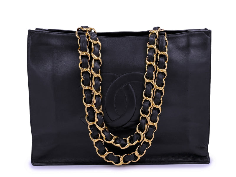 Chanel Vintage Black Chunky Chain Shopper Tote Bag 24k GHW – Boutique Patina