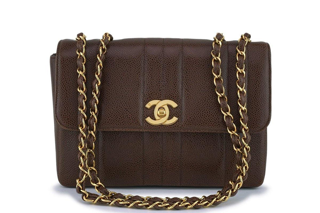 Chanel Vintage Brown Caviar Mademoiselle Classic Small Flap Bag