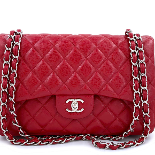 Chanel 11P Red Caviar Jumbo Classic Double Flap Bag SHW