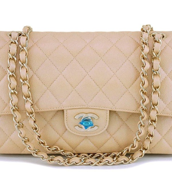 Authentic NEW Chanel Iridescent Dark Beige Quilted Caviar Leather Clas –  Paris Station Shop