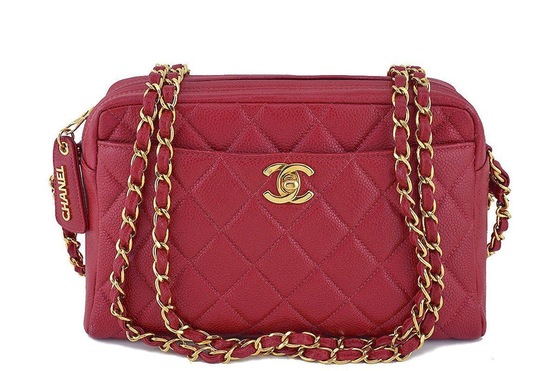 Chanel Red Caviar Classic Camera Case CC Clasp Pocket Bag - Boutique Patina