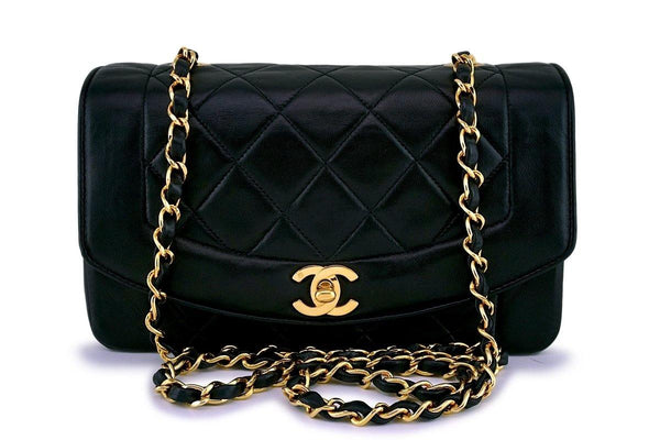 Chanel Vintage Black Small Classic Diana Flap Bag 24k GHW - Boutique Patina