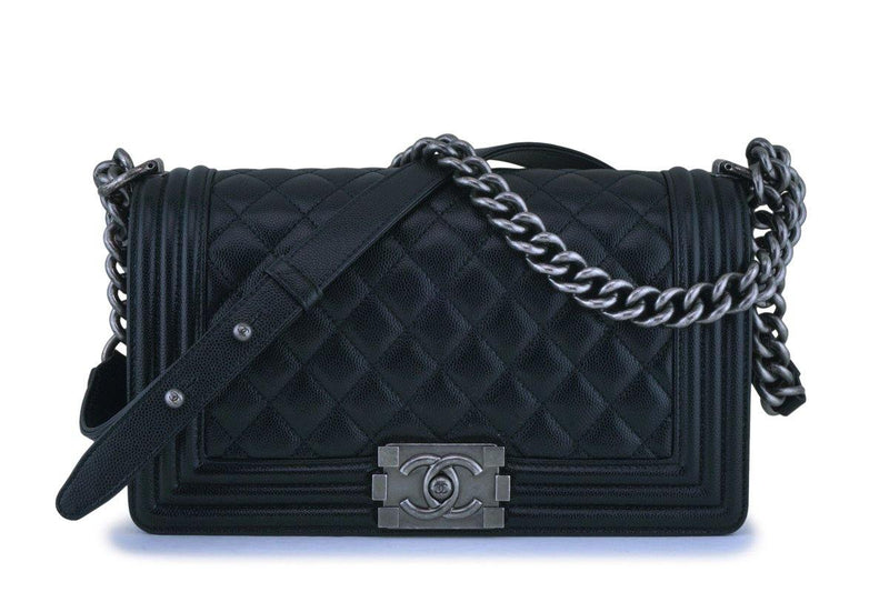 Chanel Black Caviar Medium Boy Bag Flap RHW - Boutique Patina