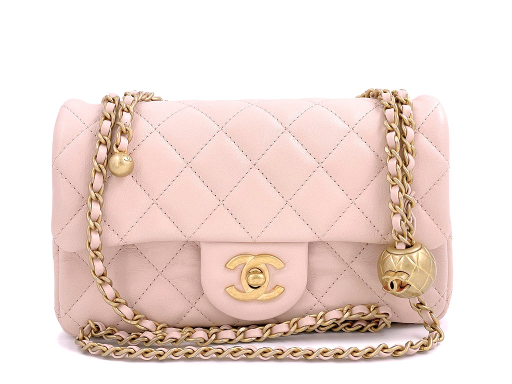 Chanel Pink Quilted Lambskin Top Handle Mini Flap Bag Gold Hardware, 2019 (Very Good)