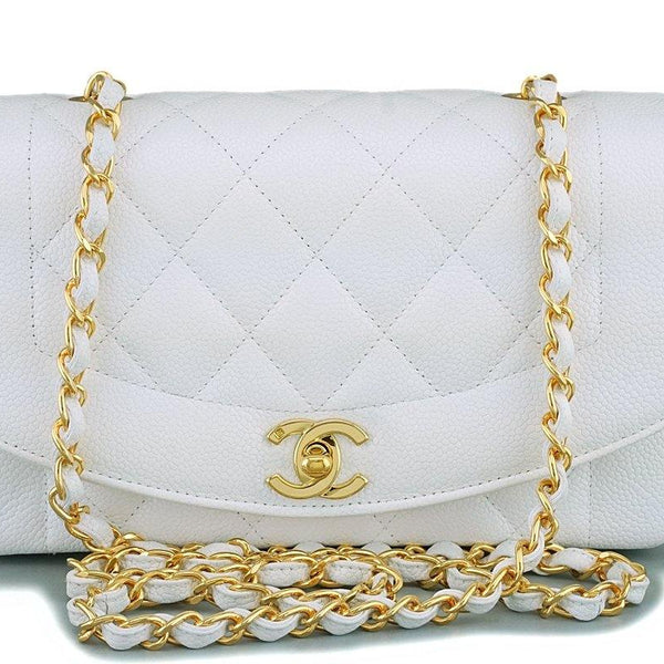 Chanel Vintage White Caviar Medium Diana Flap Bag 24k GHW – Boutique Patina