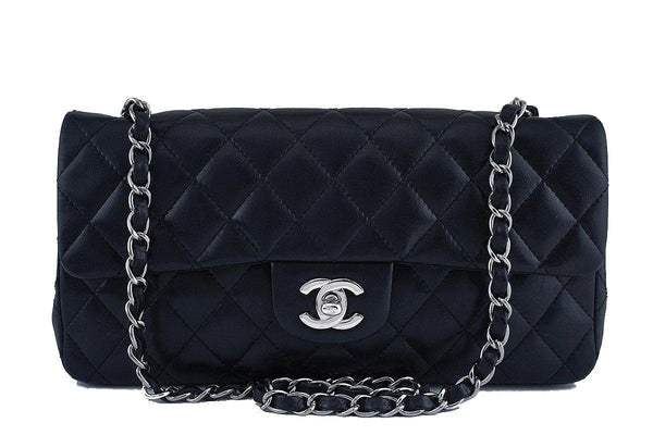 Chanel Black Lambskin East West Classic 2.55 Shoulder Flap Bag - Boutique Patina