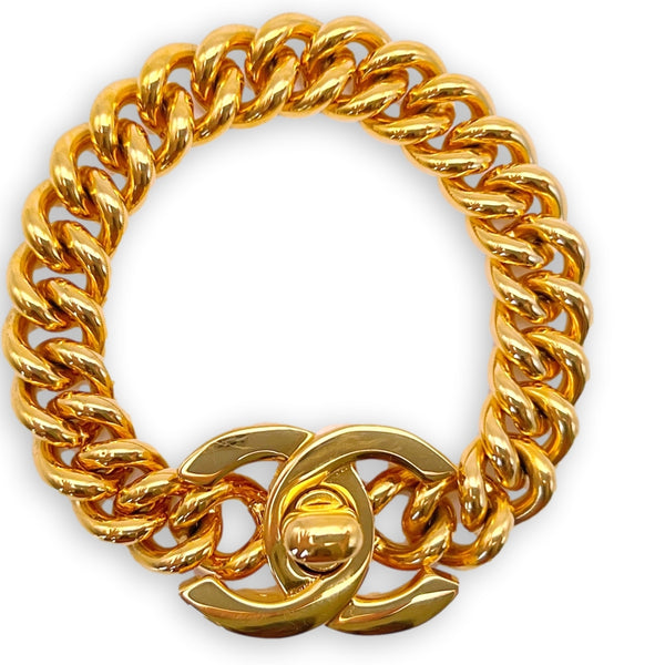 Pre-owned 1995 Cc Turn-lock Chain Bracelet In Gold