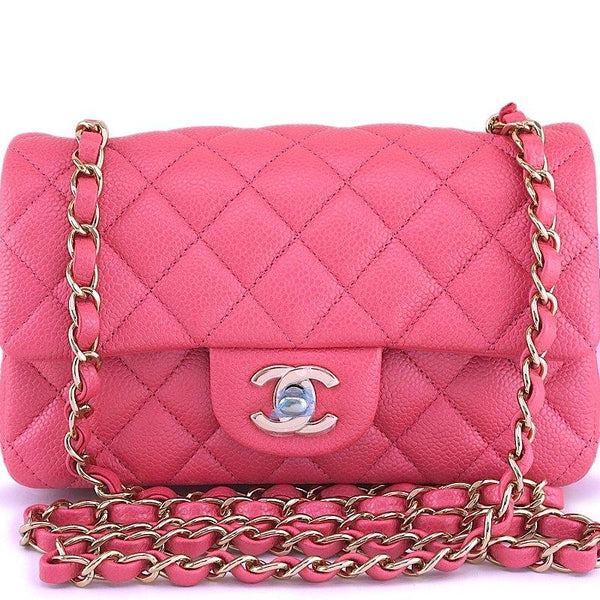 Small Classic Double Flap Bag in 20S Raspberry Dark Pink Caviar