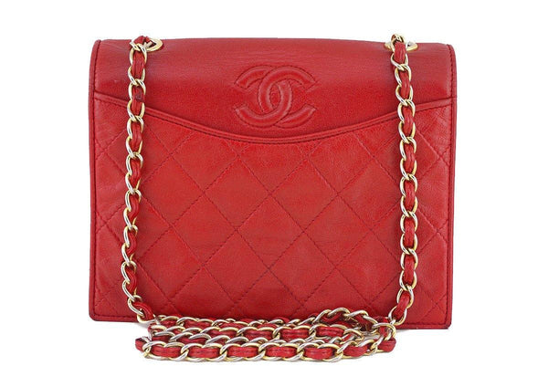 Chanel Coco Luxe Medium Flap Lambskin Shoulder Bag Red