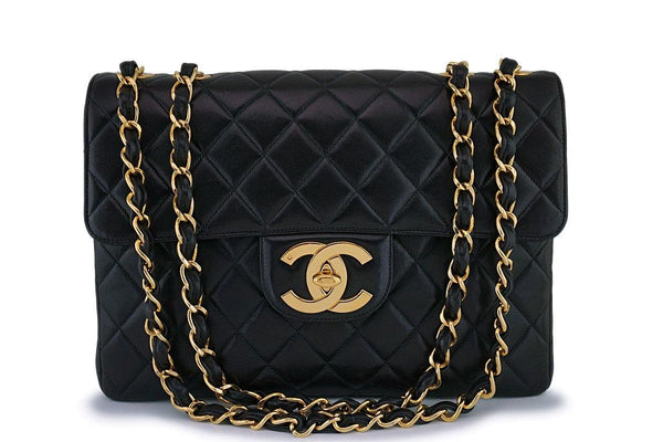 *rare* Chanel Vintage Black Jumbo Classic Flap Bag 24k GHW - Boutique Patina
