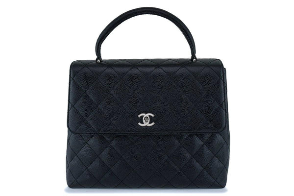 Chanel Black Caviar Quilted Classic Kelly Flap Tote Bag SHW - Boutique Patina