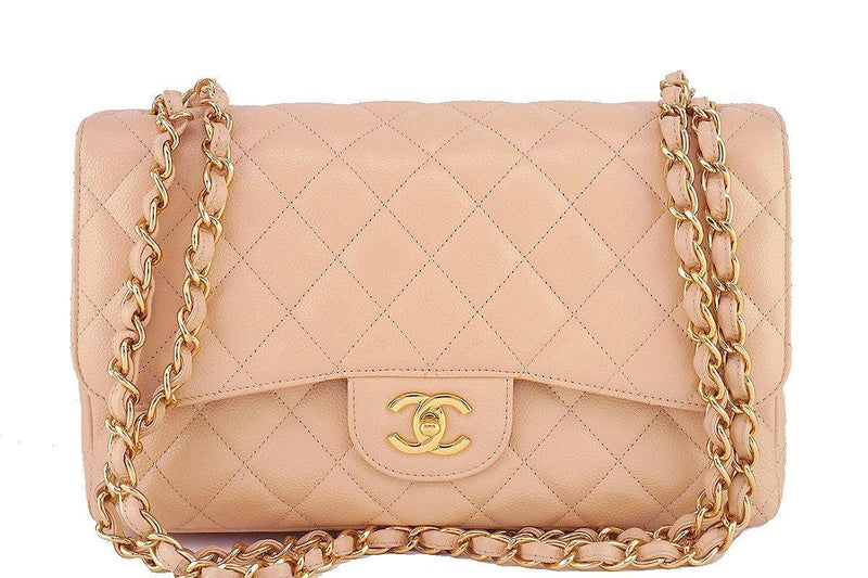 Chanel Beige Clair Caviar Jumbo 2.55 Classic Double Flap Bag - Boutique Patina