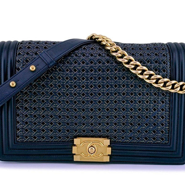Buy Chanel Shiny Black Caviar Chevron Boy Bag  Luxury PreOwned Chanel  Handbags on Sale  REDELUXE