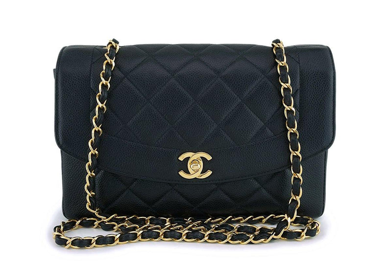 CHANEL, Bags, Chanel Vintage Black Quilted Lambskin Diana Flap Bag