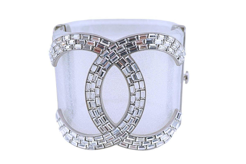 Rare Chanel 09P Massive XL CC Baguette Crystal Glitter Resin Cuff Bracelet CG - Boutique Patina