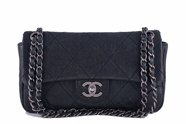 Chanel Black Distressed Caviar Outdoor Ligne Classic Flap Bag - Boutique Patina