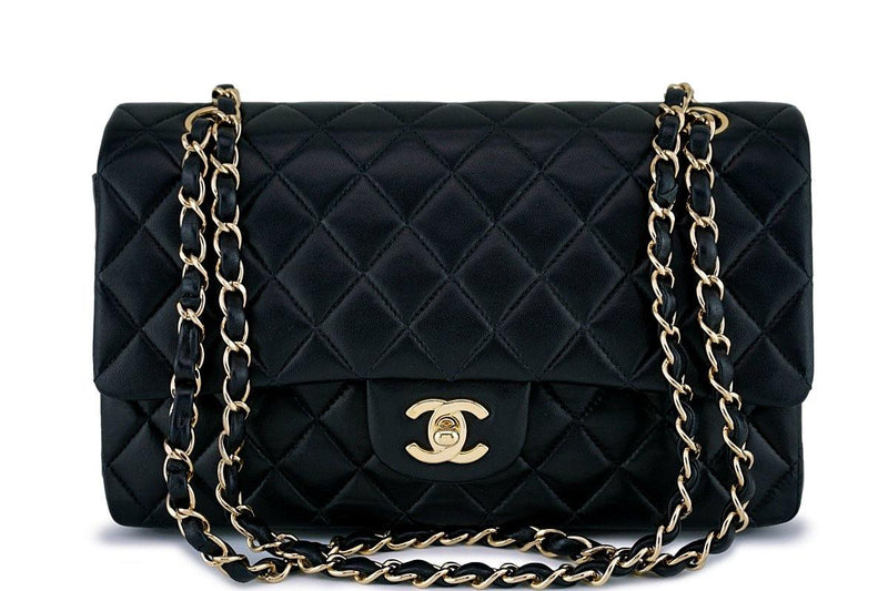 Chanel Black Lambskin Medium Classic Double Flap Bag 24k GHW - Boutique Patina