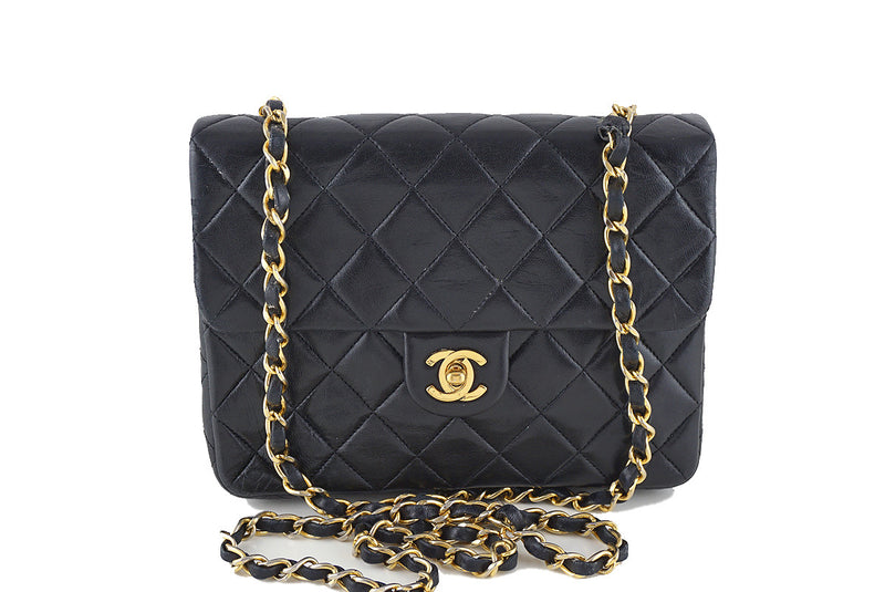 Chanel Vintage Black Lambskin Small Classic Quilted Flap Bag