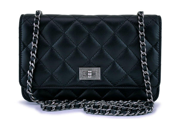 New Chanel Black Classic Reissue WOC Wallet on Chain Bag RHW 62845 - Boutique Patina