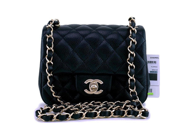 NWT 18S Chanel Black Caviar Classic Quilted Square Mini Flap Bag GHW - Boutique Patina